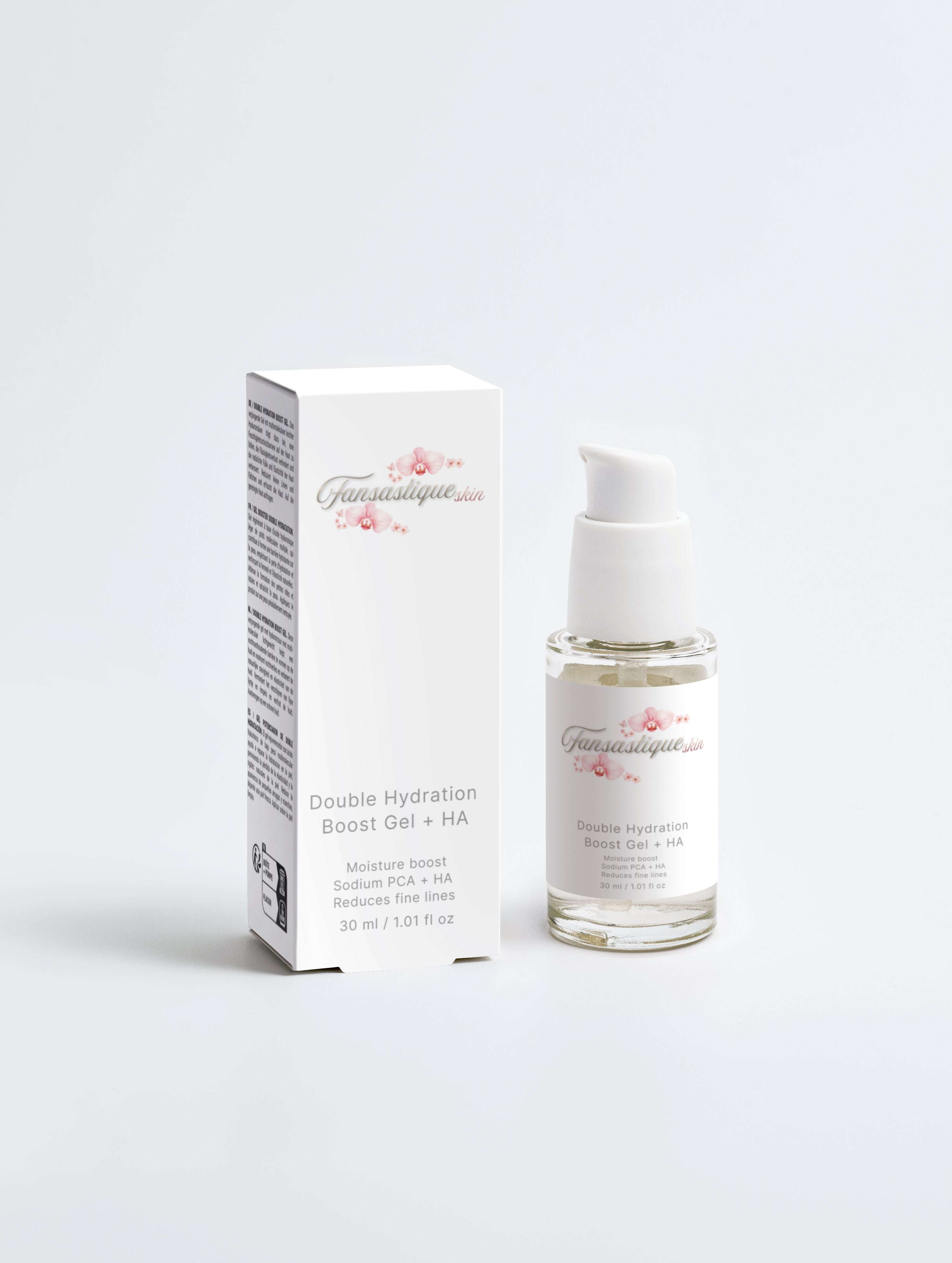 Hydratatie skincare set met serum en dagcrème in witte verpakking