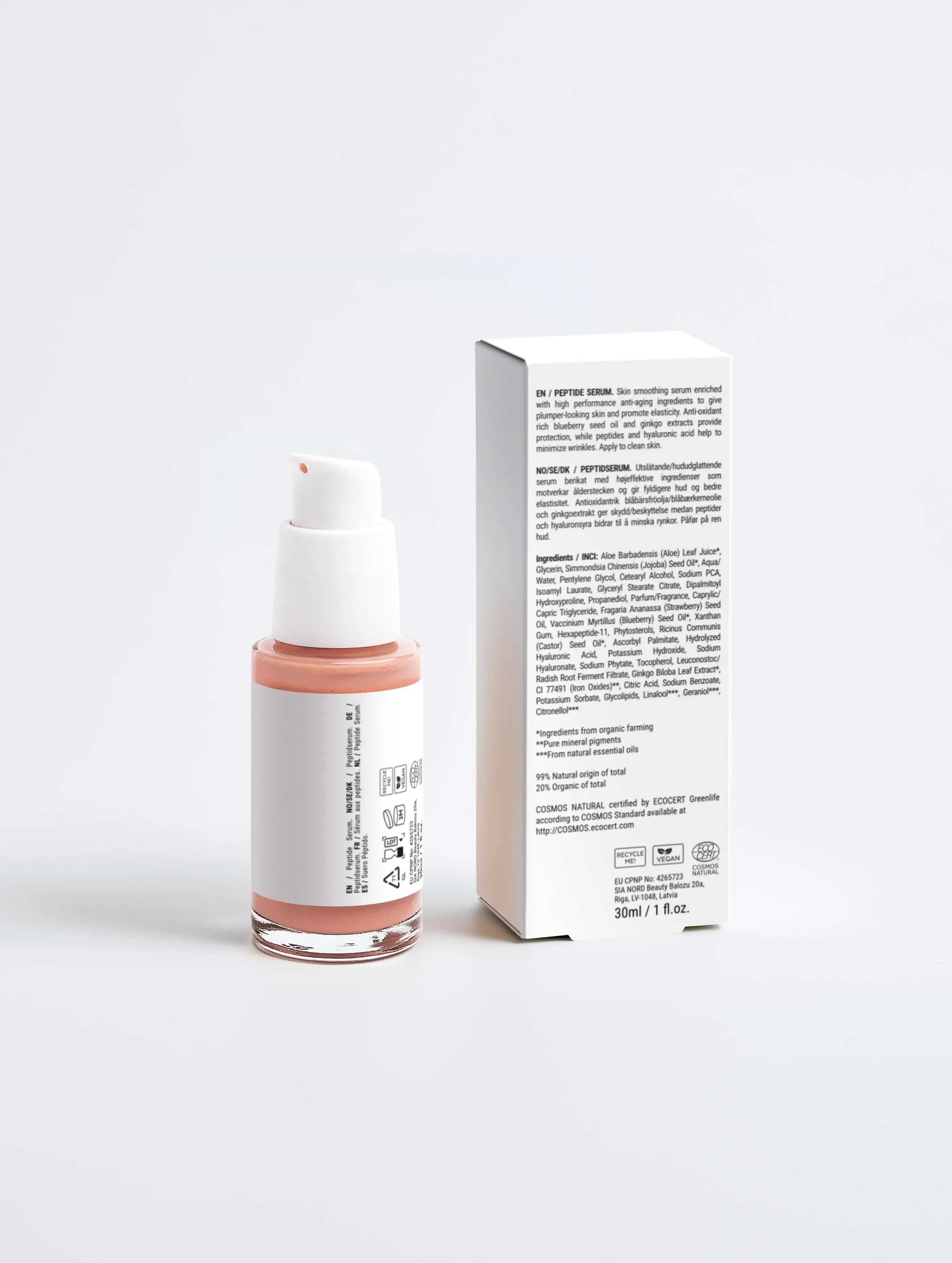 Luxe huidverzorgingsserum flesje met pomp en verpakking, skincare voor gezonde glow