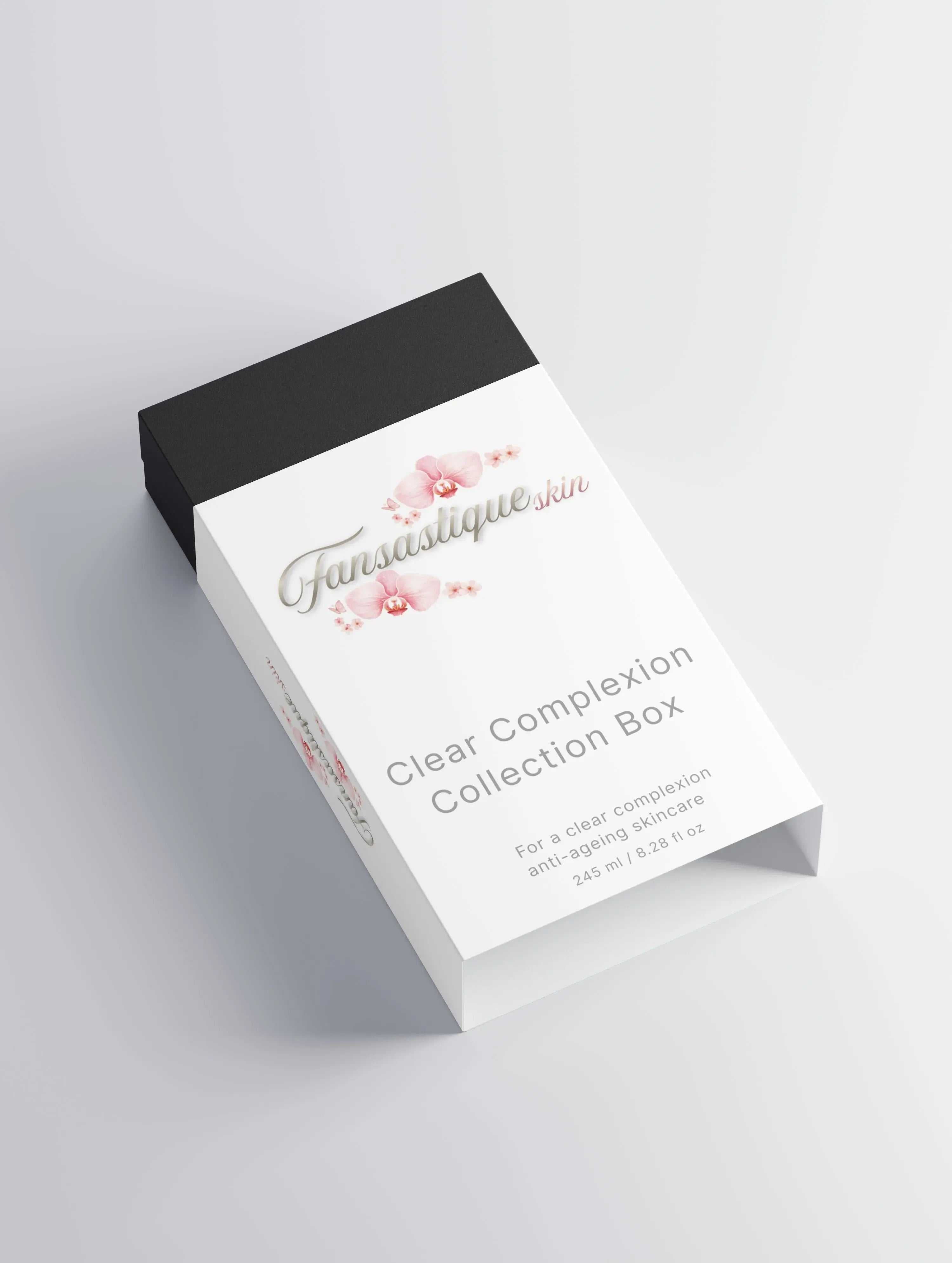 Witte luxe huidverzorging doos met bloemendetail voor heldere teint en anti-aging.